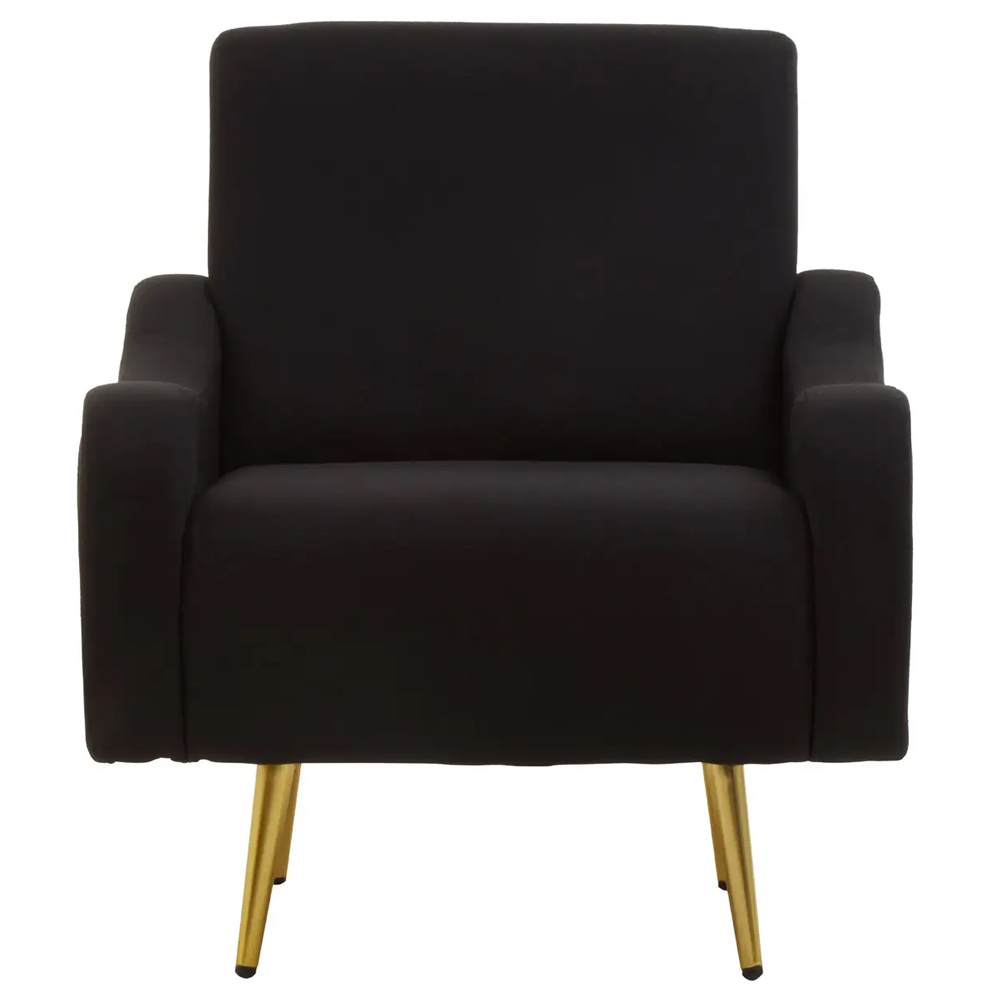 Hyannis Fabric Bedroom Chair With Gold Legs In Black