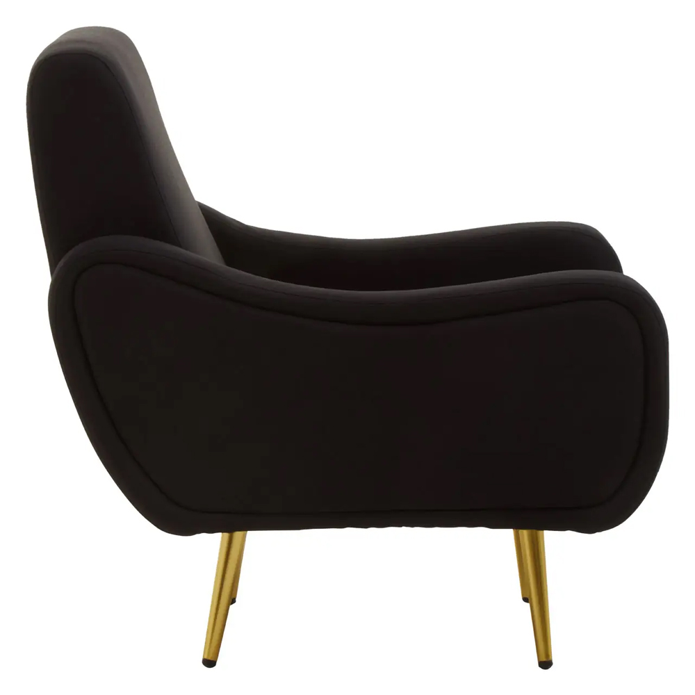 Hyannis Fabric Bedroom Chair With Gold Legs In Black