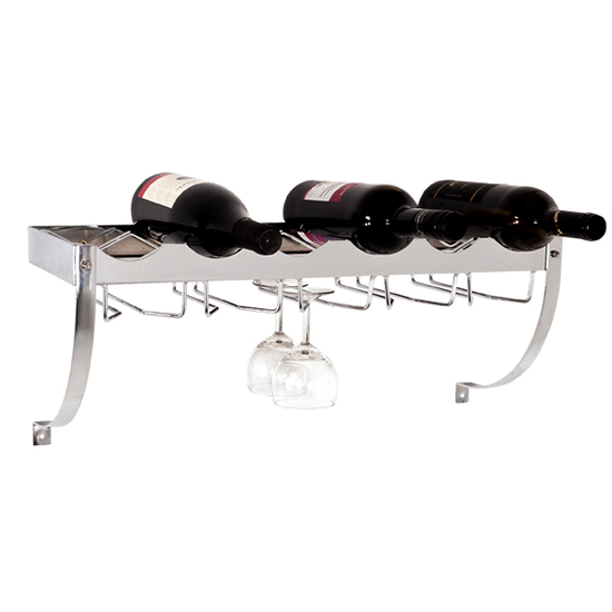 Photo of Hyattsville metal bottle rack with glass holder in chrome