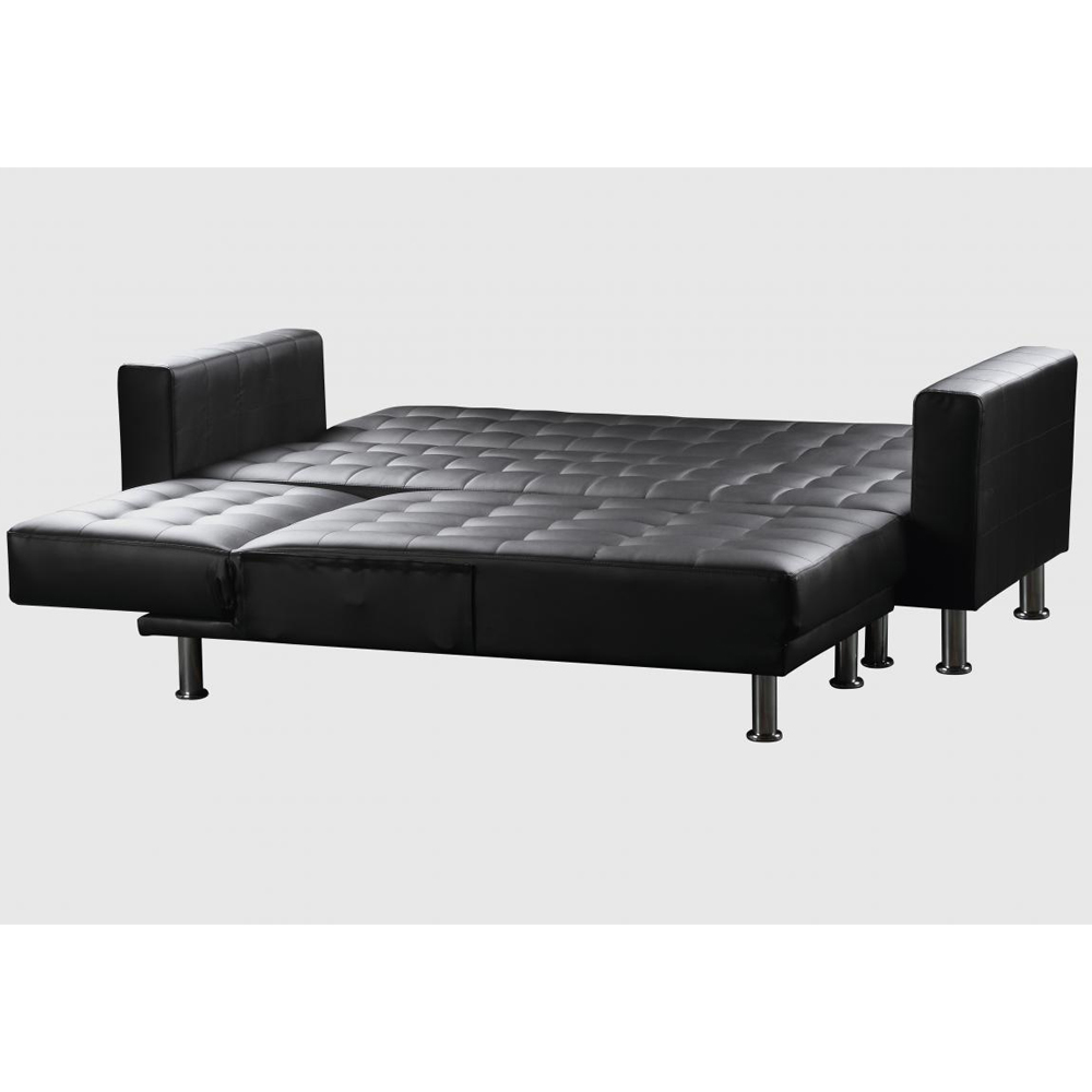 Hyattsville PU Leather Corner Sofa Bed In Black