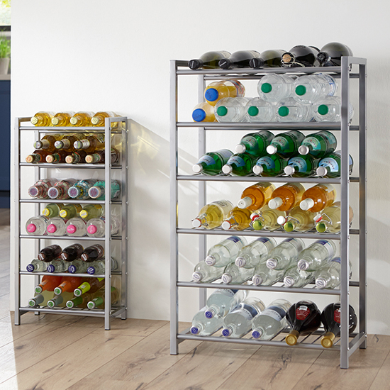 Hyattsville Small Metal 6 Shelves Bottle Rack In Aluminium