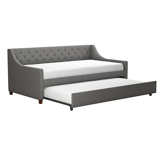 Hyeon Linen Fabric Daybed With Guest Bed In Grey_4