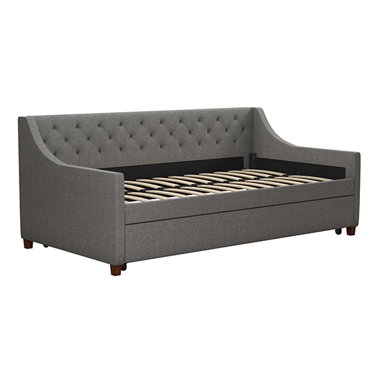 Hyeon Linen Fabric Daybed With Guest Bed In Grey_6