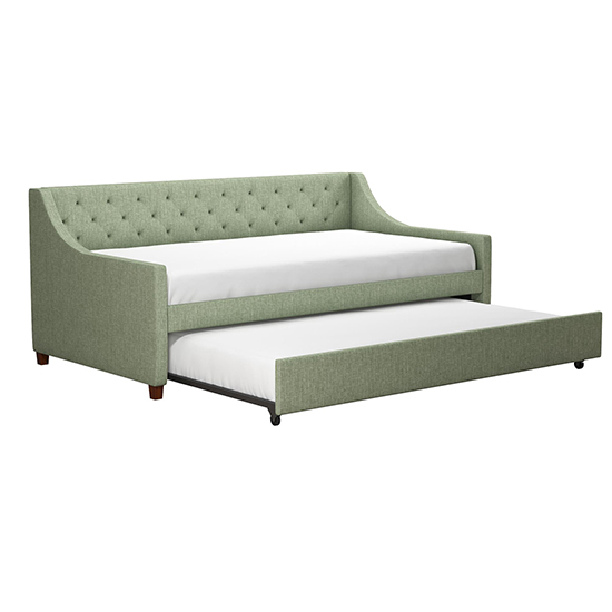 Hyeon Linen Fabric Daybed With Guest Bed In Light Green_4