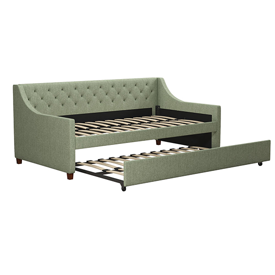 Hyeon Linen Fabric Daybed With Guest Bed In Light Green_5