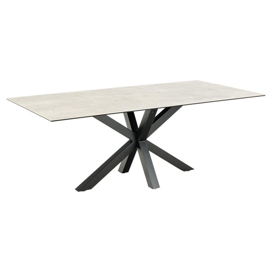 Read more about Hyeres ceramic dining table in anista grey with matt black legs