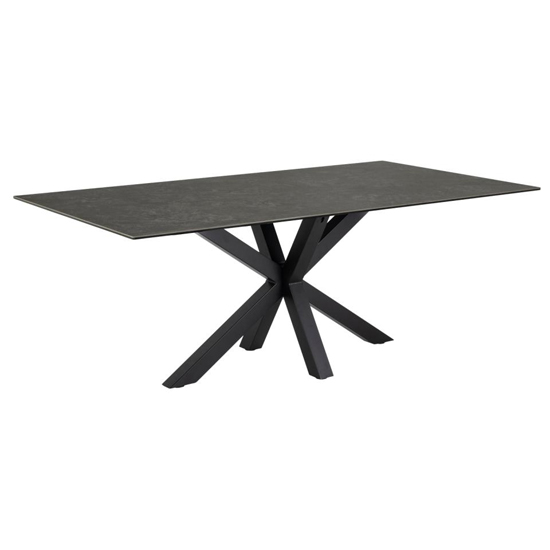 Read more about Hyeres ceramic dining table in black with matt black legs