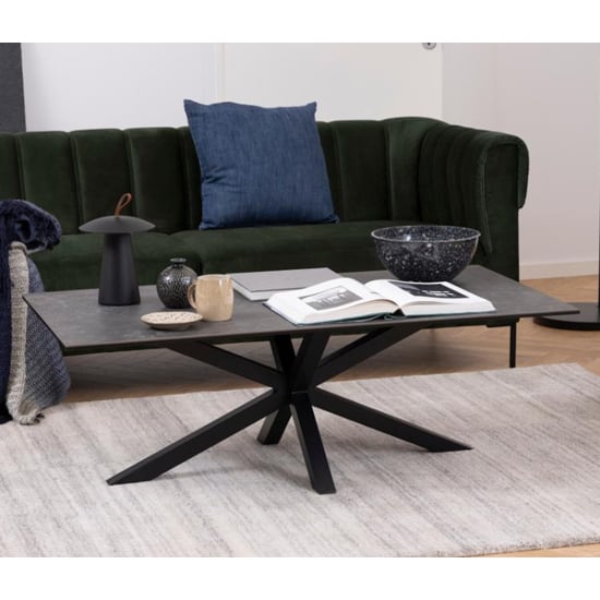 Read more about Hyeres ceramic dining table with matt black metal legs
