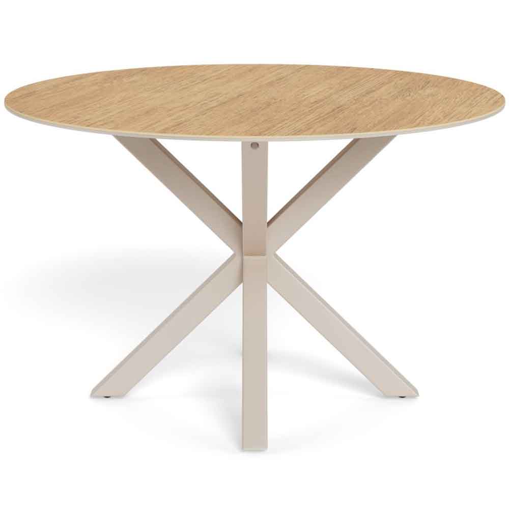 Hyeres Ceramic Round Dining Table With Grey Legs - Wild Oak