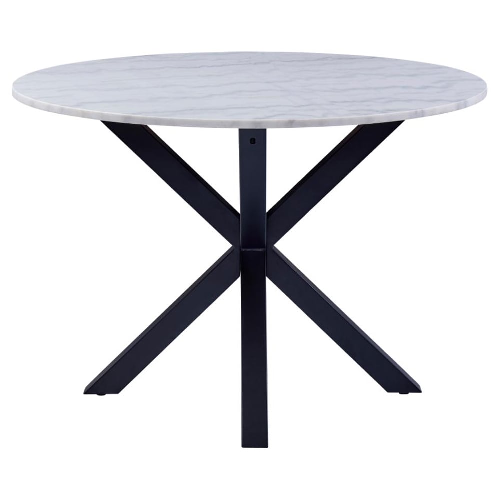 Hyeres Ceramic Round Dining Table In White Guangxi