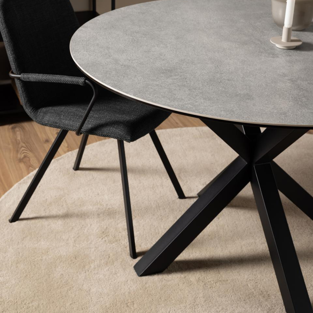 Hyeres Ceramic Round Dining Table In Grey Anista