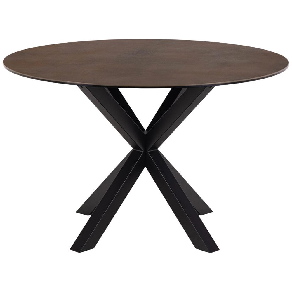 Hyeres Ceramic Round Dining Table In Rusty Brown Lemco