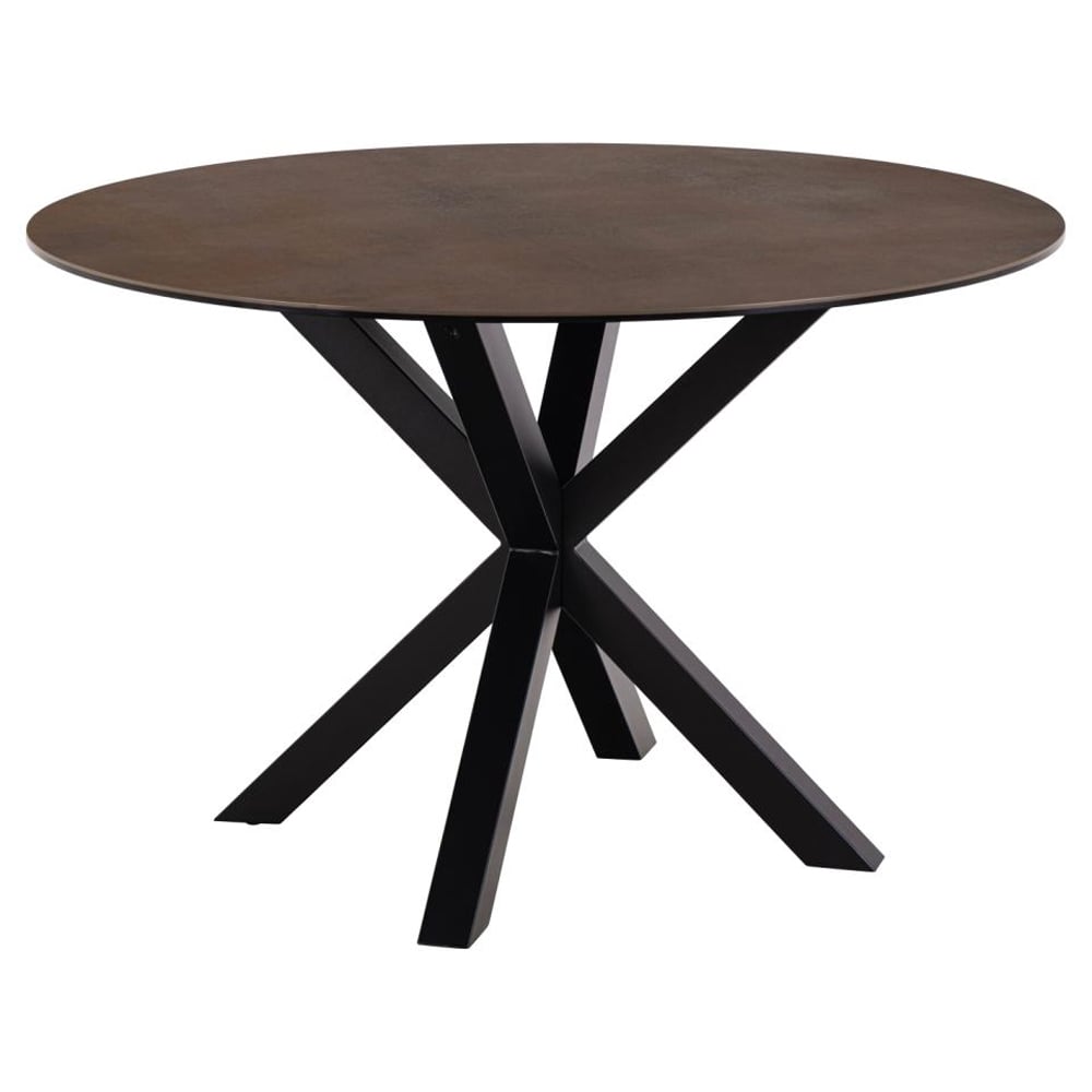 Hyeres Ceramic Round Dining Table In Rusty Brown Lemco