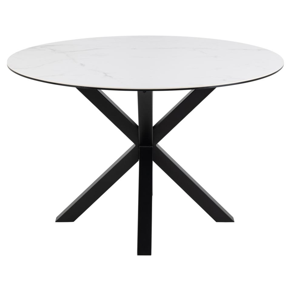Hyeres Ceramic Round Dining Table In White Akranes