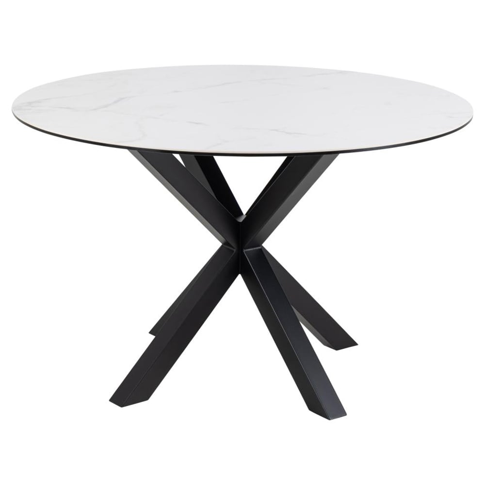 Hyeres Ceramic Round Dining Table In White Akranes