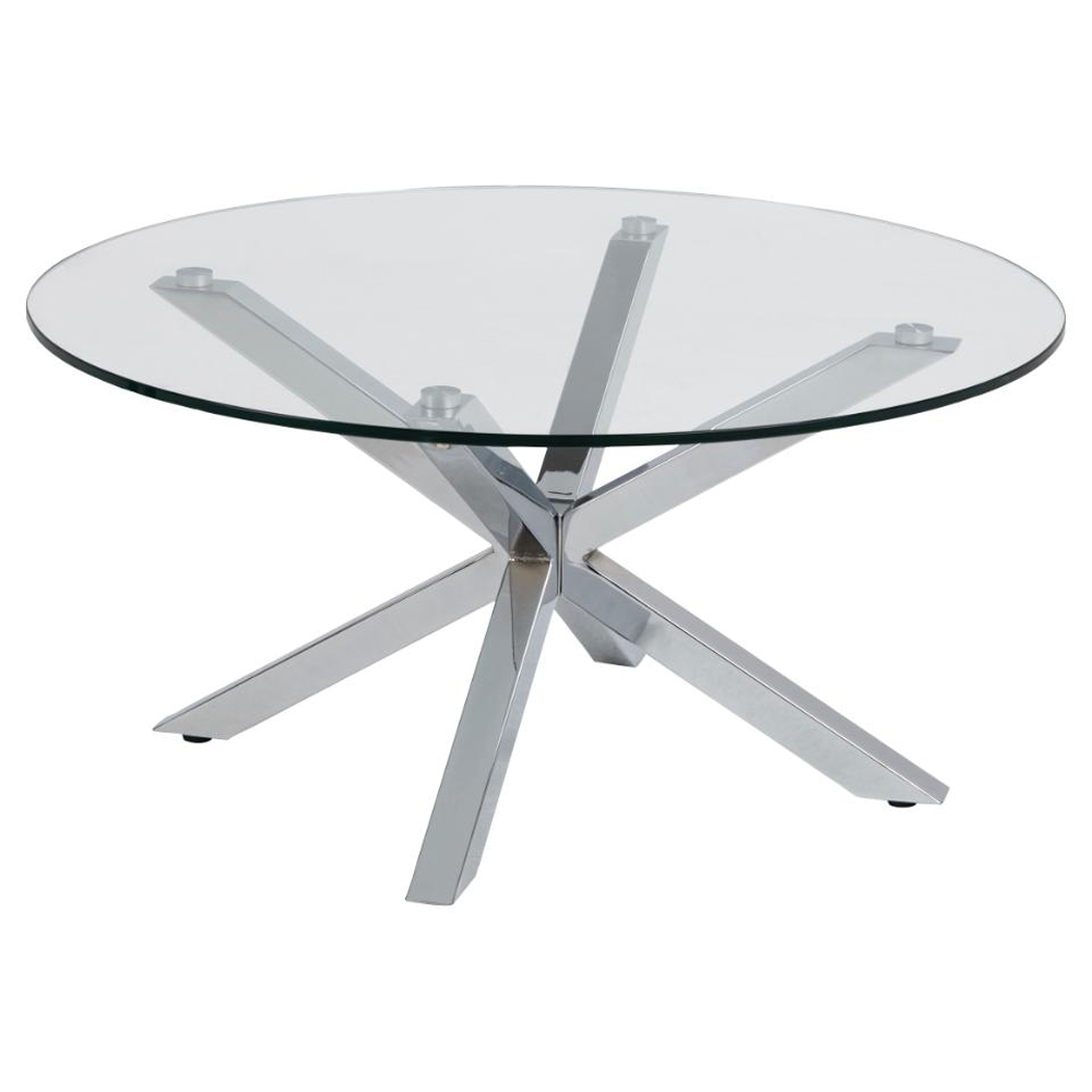Hyeres Clear Glass Round Coffee Table With Chrome Legs