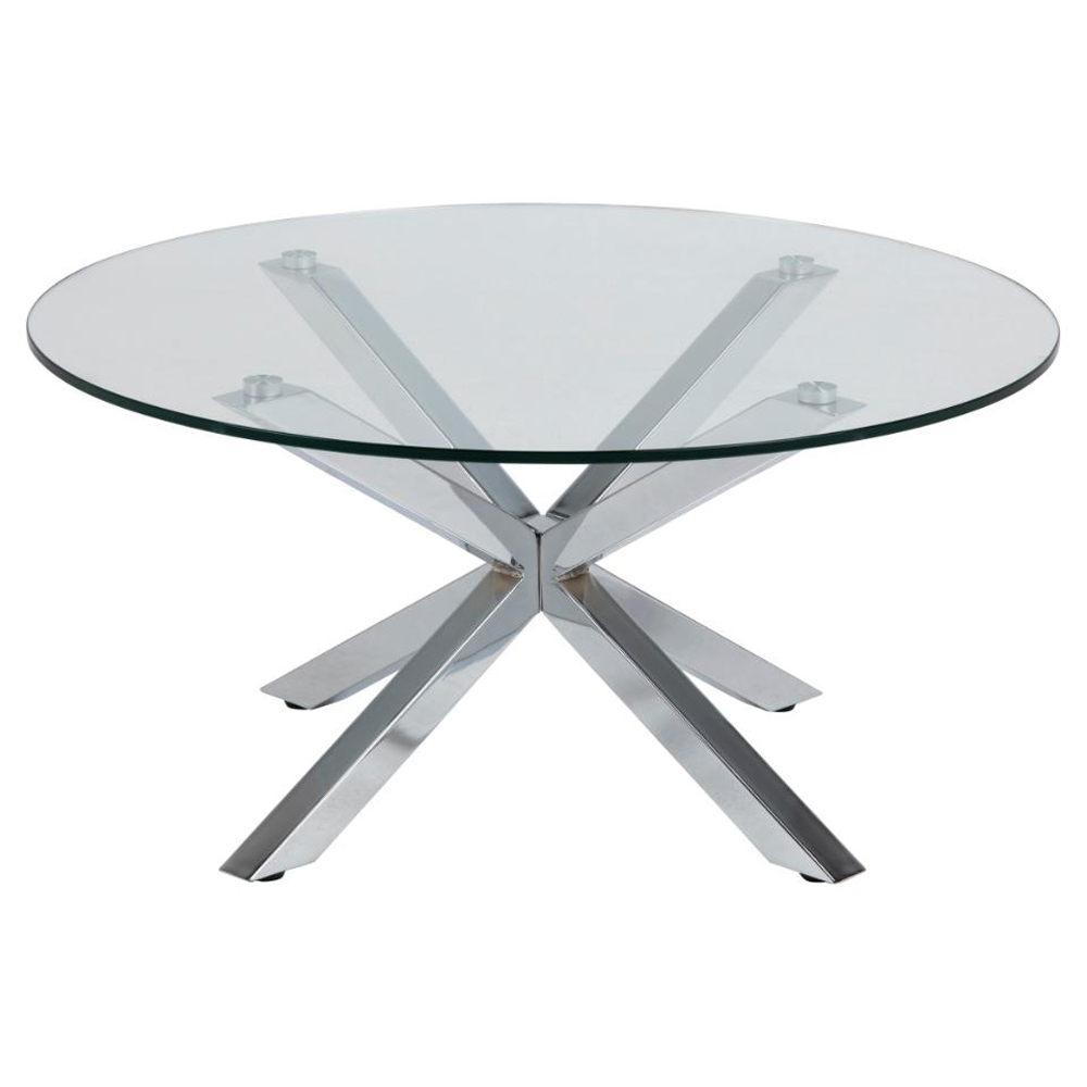 Hyeres Clear Glass Round Coffee Table With Chrome Legs