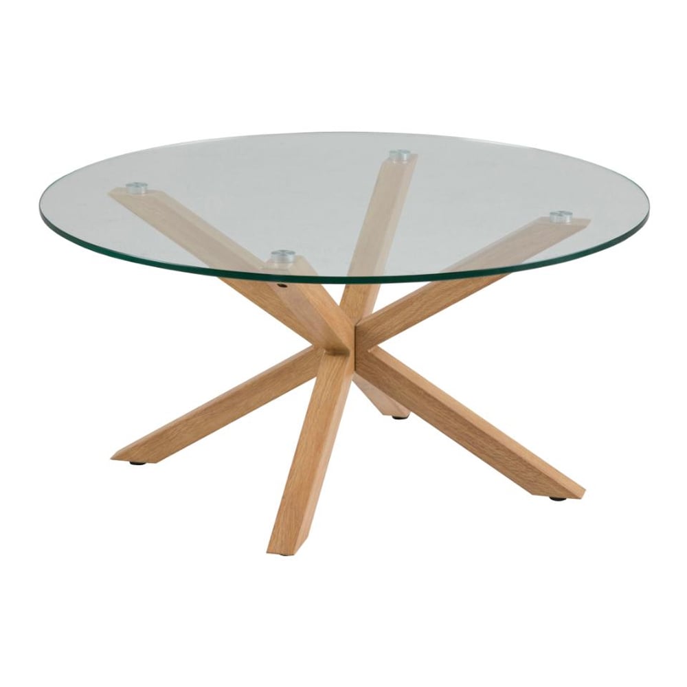 Hyeres Clear Glass Round Coffee Table With Oak Legs