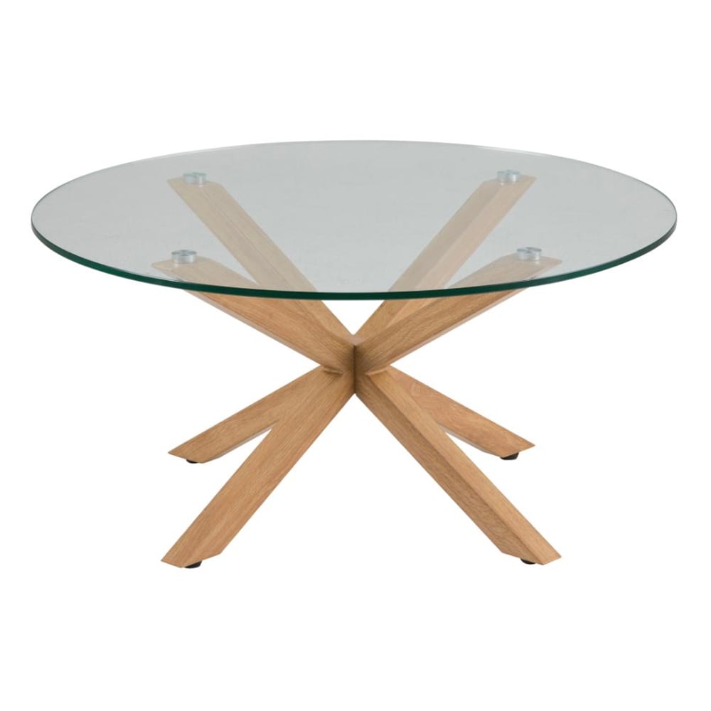 Hyeres Clear Glass Round Coffee Table With Oak Legs