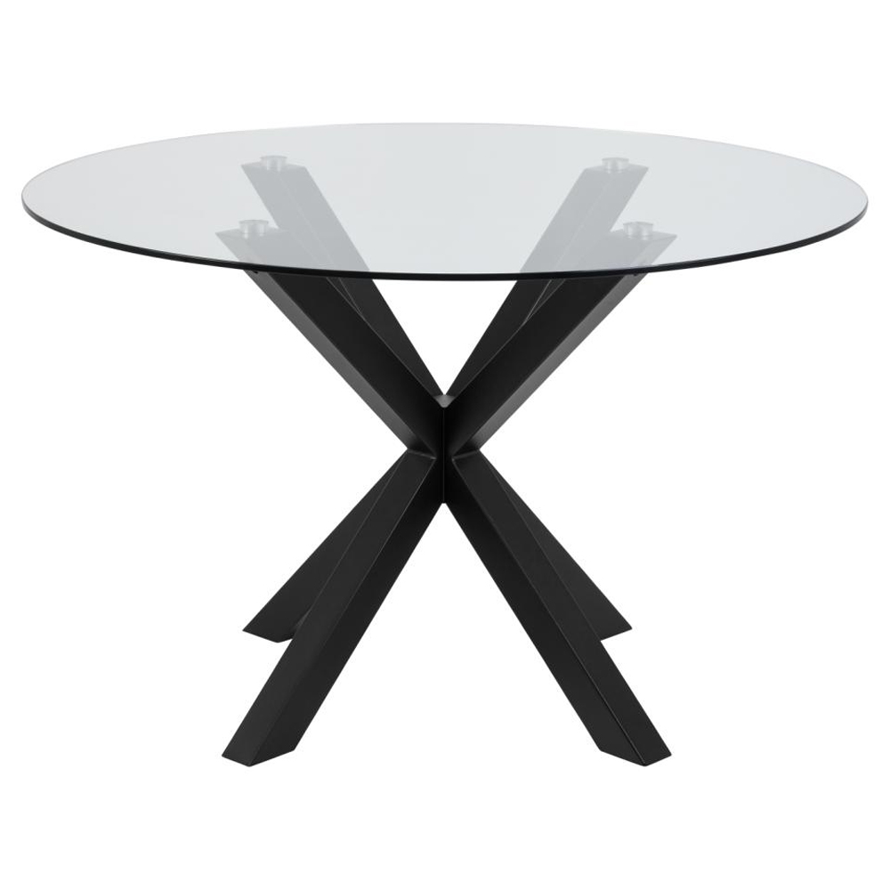 Hyeres Clear Glass Top Dining Table With Black Legs