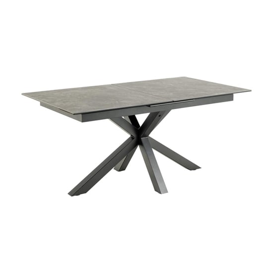 Hyeres Extending Ceramic Dining Table In Black With Black Legs
