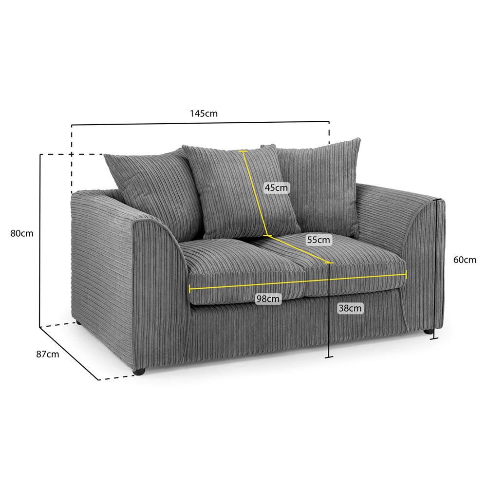 Hyeres Fabric 2 Seater Sofa In Grey
