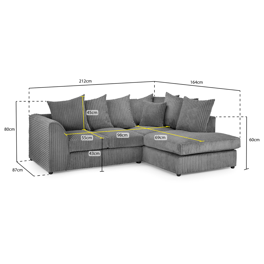 Hyeres Fabric Right Hand Corner Sofa In Grey