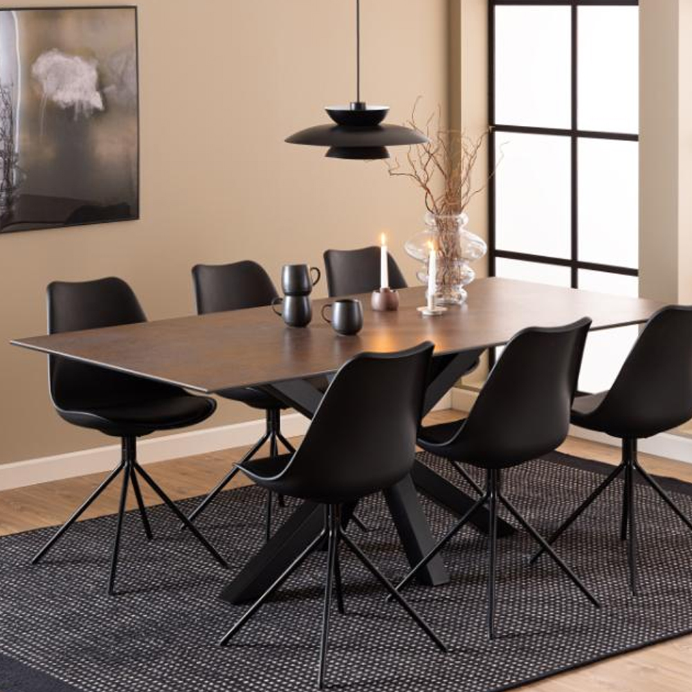 Hyeres Large Ceramic Dining Table In Rusty Brown Lemco