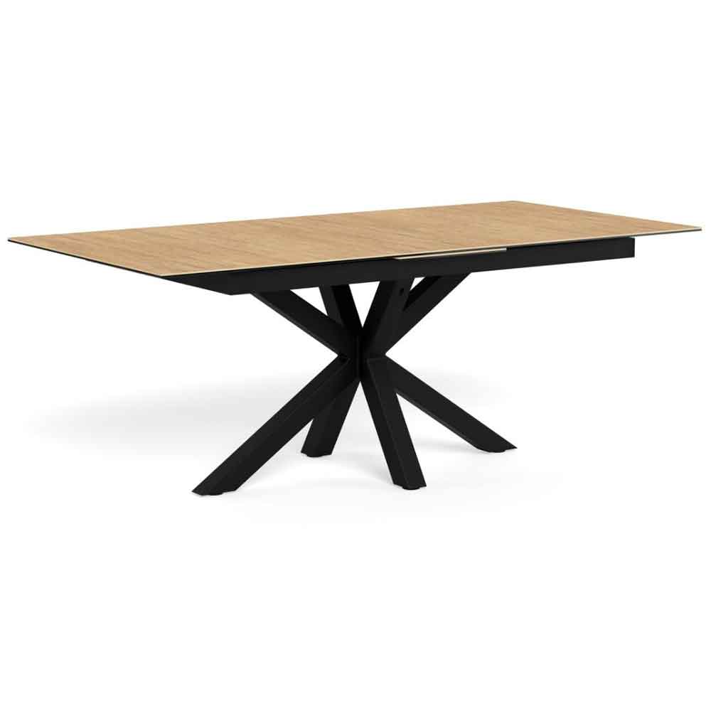 Hyeres Large Ceramic Extending Dining Table With Black Legs - Oak