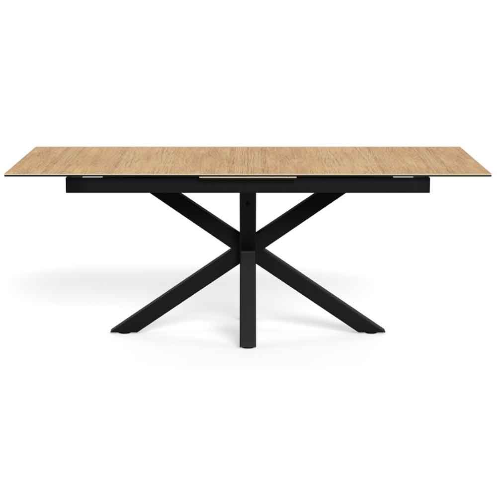 Hyeres Large Ceramic Extending Dining Table With Black Legs - Oak
