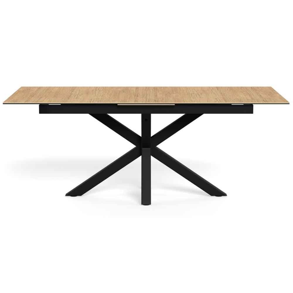 Hyeres Large Ceramic Extending Dining Table With Black Legs - Oak