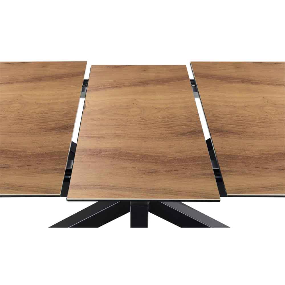 Hyeres Large Ceramic Extending Dining Table With Black Legs - Oak