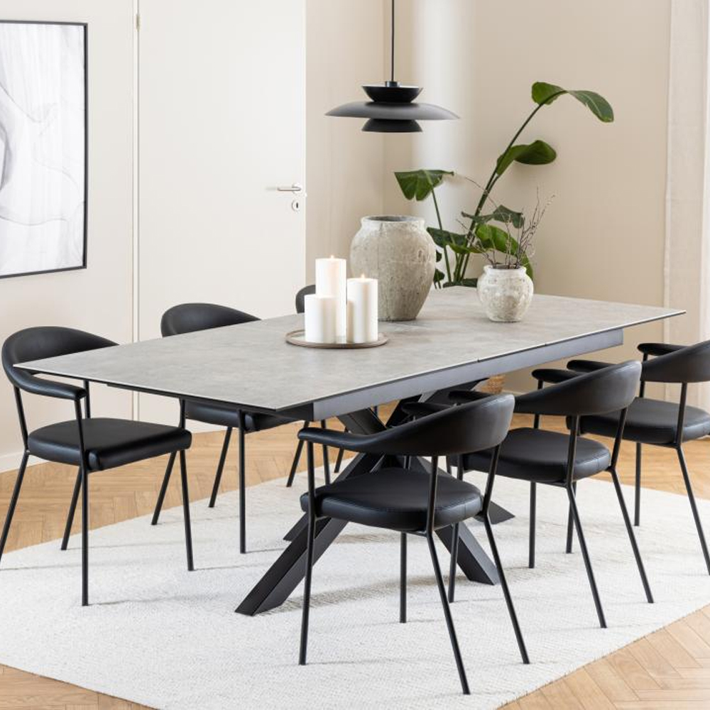 Hyeres Large Ceramic Extending Dining Table In Grey Anista