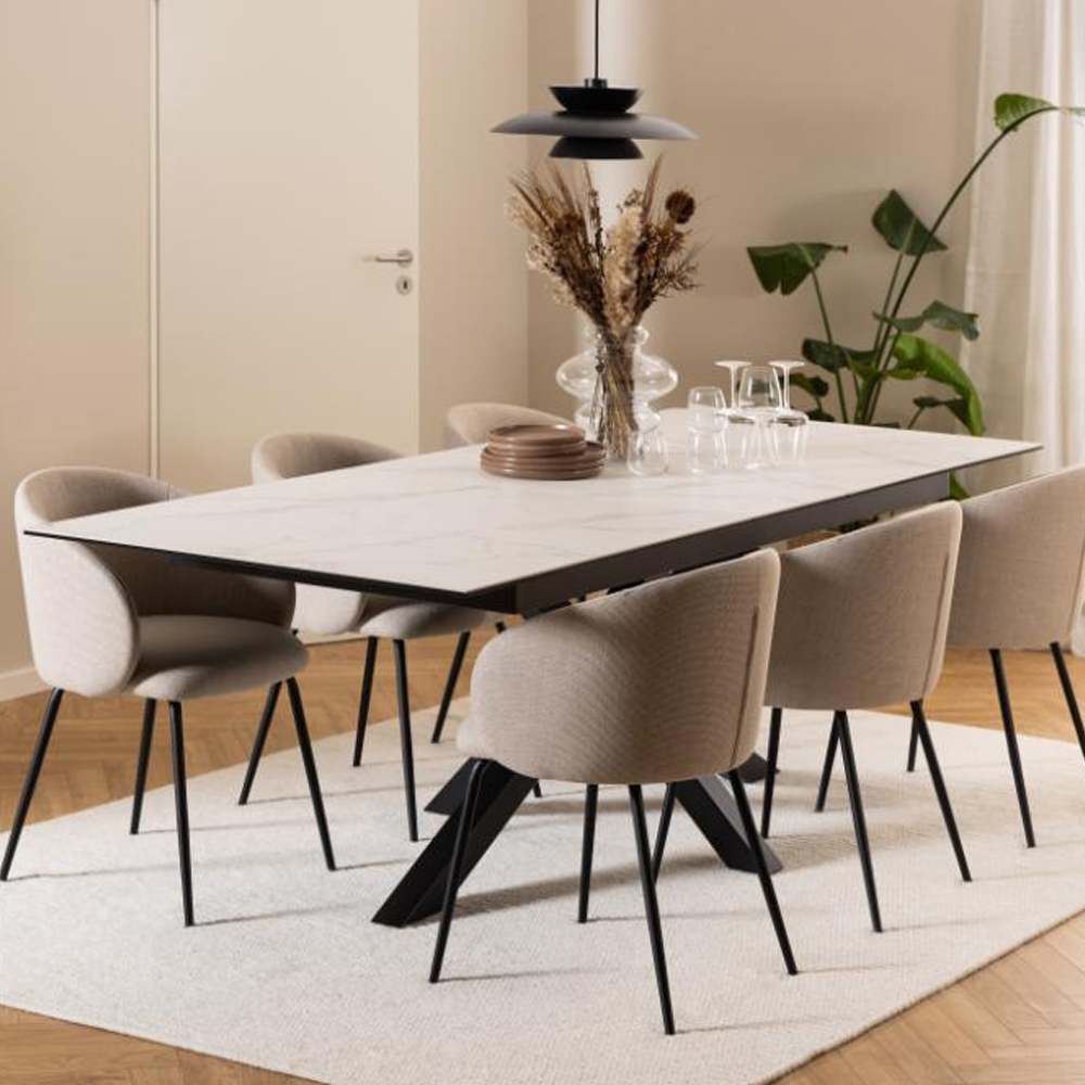 Hyeres Large Ceramic Extending Dining Table In White Akranes