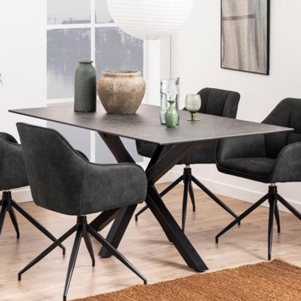 Hyeres Medium Ceramic Dining Table In Black Fairbanks