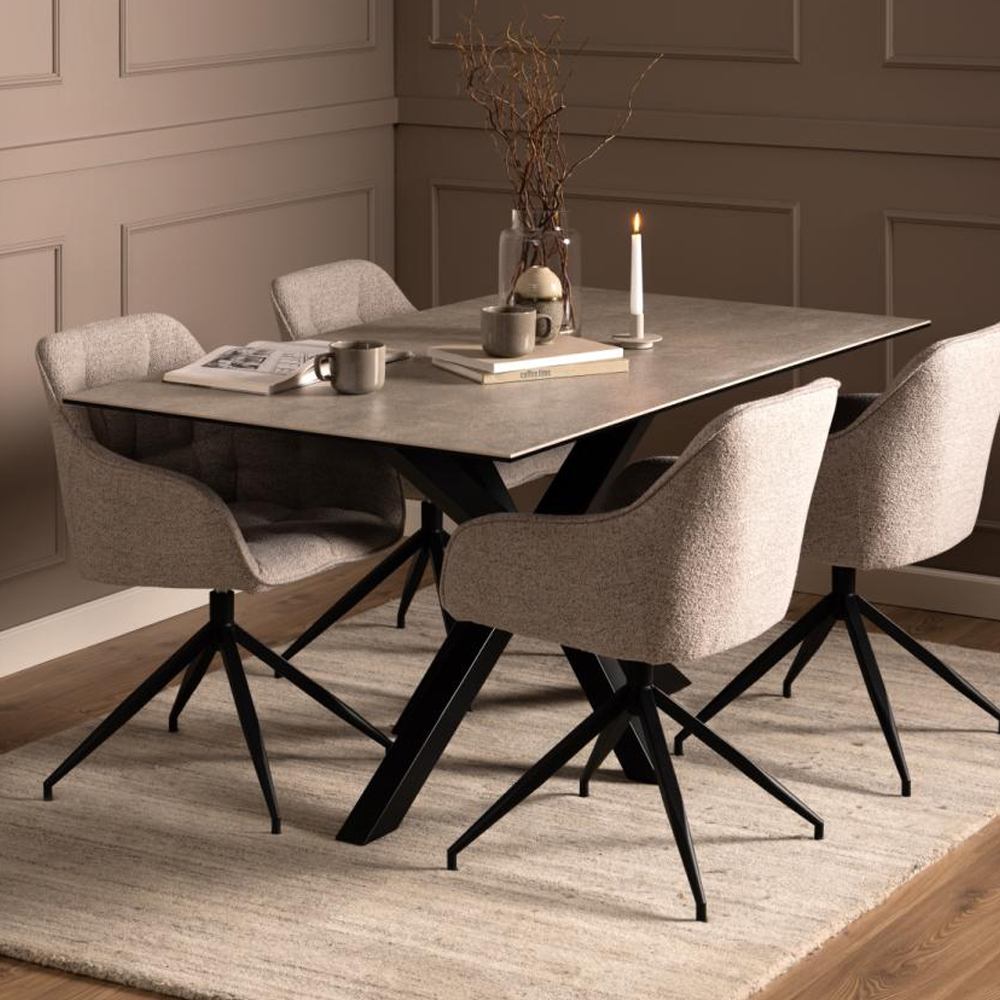 Hyeres Medium Ceramic Dining Table In Grey Anista