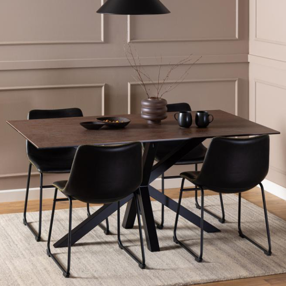 Hyeres Medium Ceramic Dining Table In Rusty Brown Lemco