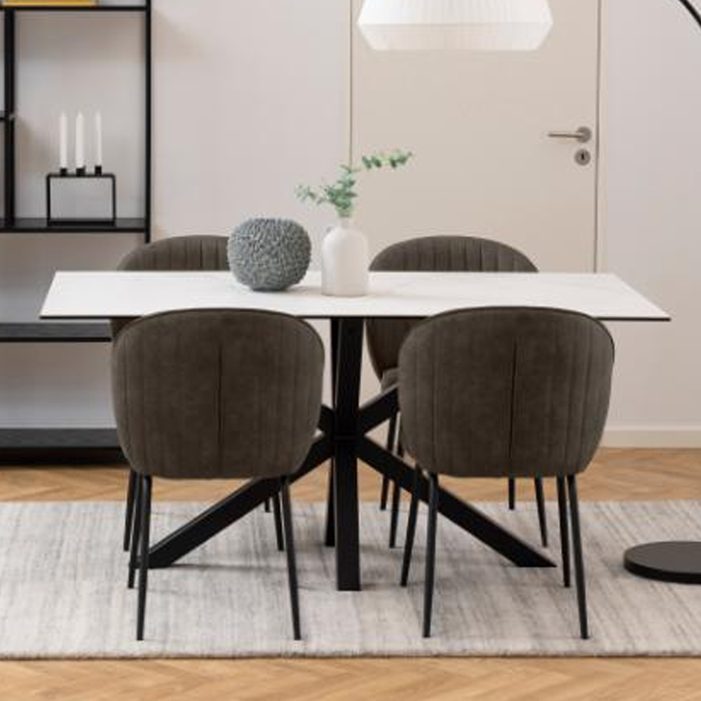 Hyeres Medium Ceramic Dining Table In White Akranes