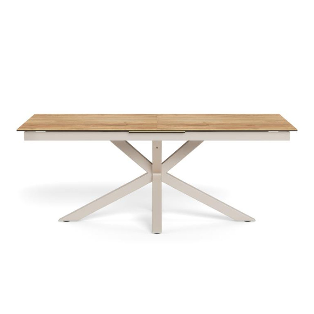 Hyeres Large Wild Oak Ceramic Top Extending Dining Table with Grey Steel Base
