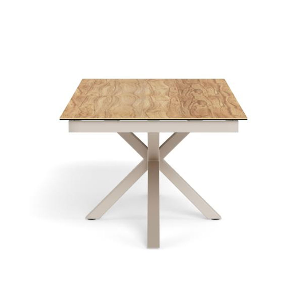 Hyeres Large Wild Oak Ceramic Top Extending Dining Table with Grey Steel Base