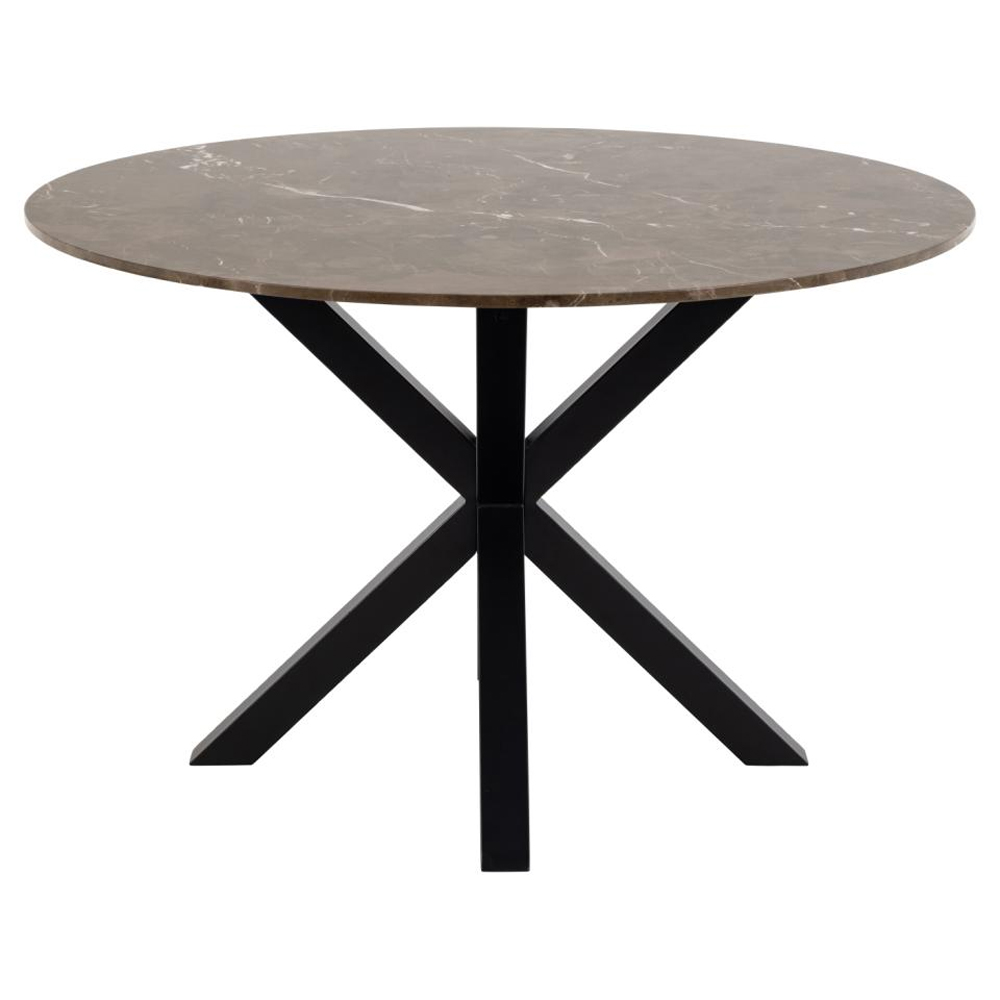 Hyeres Marble Round Dining Table In Brown Emperador