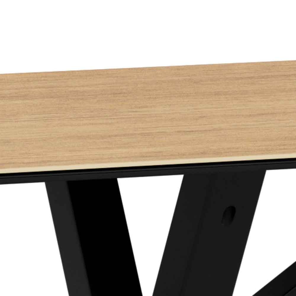 Hyeres Medium Ceramic Dining Table With Black Legs - Oak