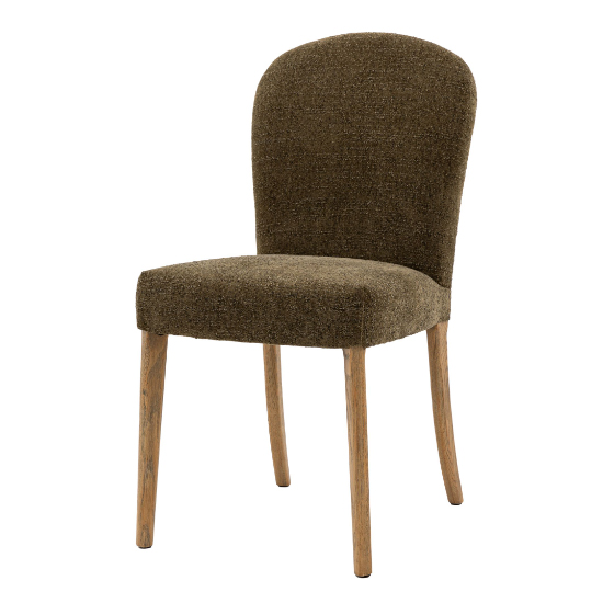 Hyeres Moss Green Fabric Dining Chairs With Oak Legs In Pair