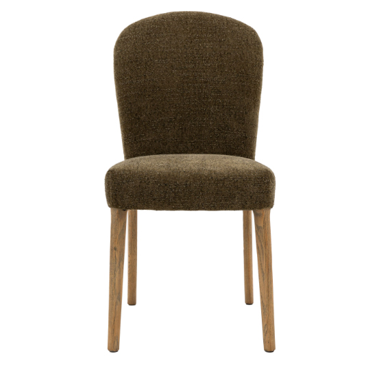 Hyeres Moss Green Fabric Dining Chairs With Oak Legs In Pair