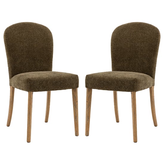 Hyeres Moss Green Fabric Dining Chairs In Pair