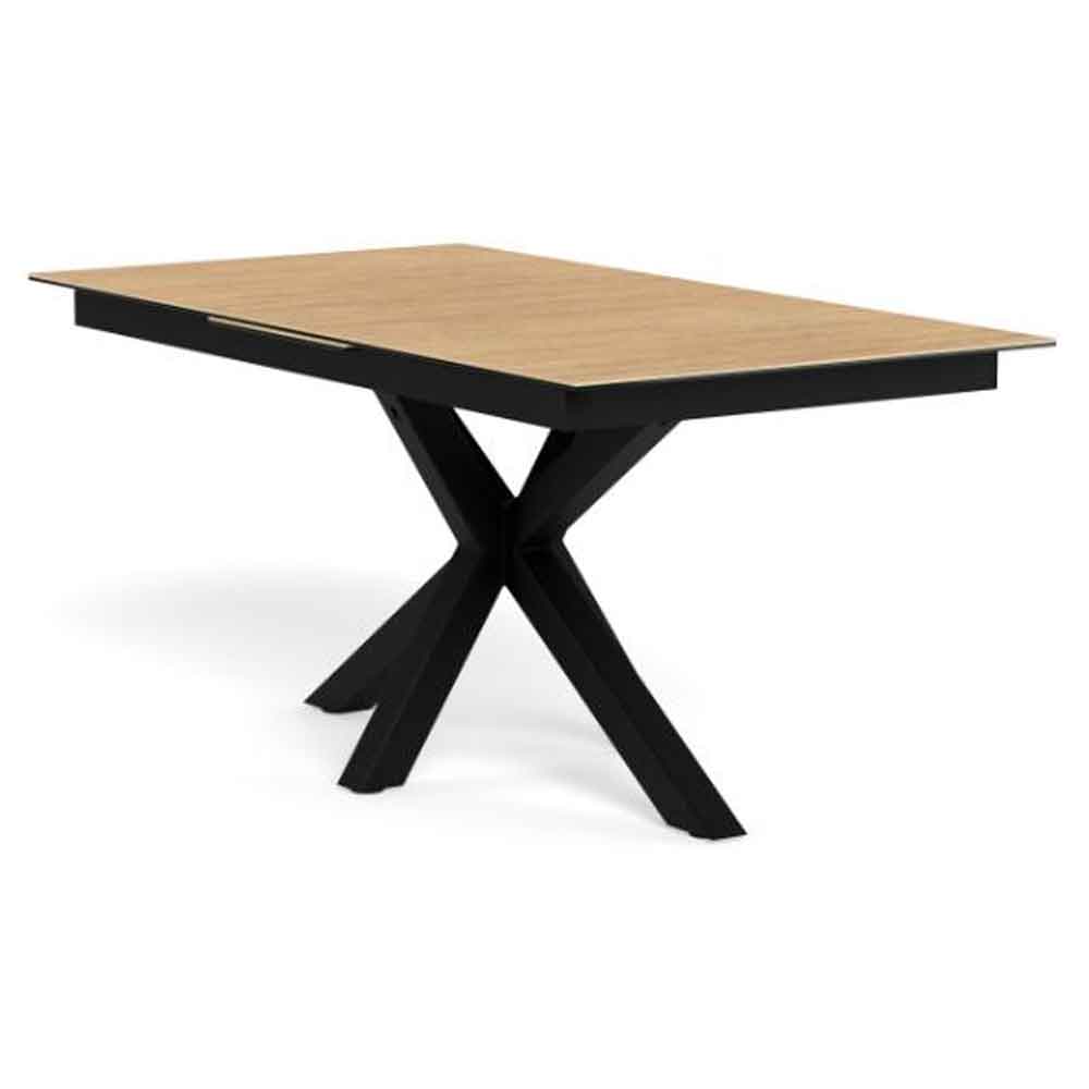 Hyeres Small Ceramic Extending Dining Table With Black Legs - Oak