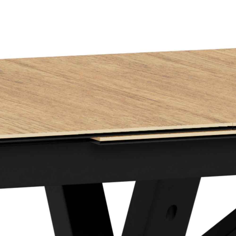 Hyeres Small Ceramic Extending Dining Table With Black Legs - Oak