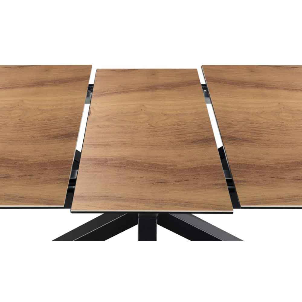 Hyeres Small Ceramic Extending Dining Table With Black Legs - Oak