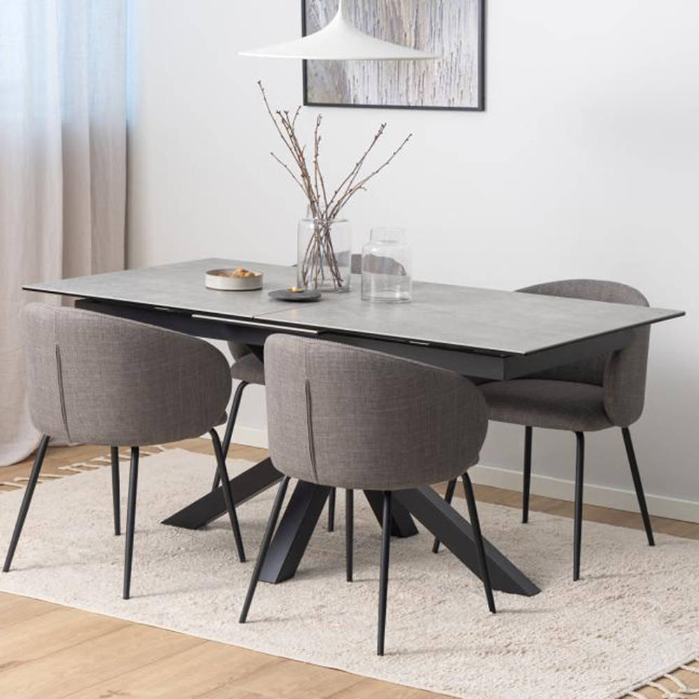Hyeres Small Ceramic Extending Dining Table In Grey Anista