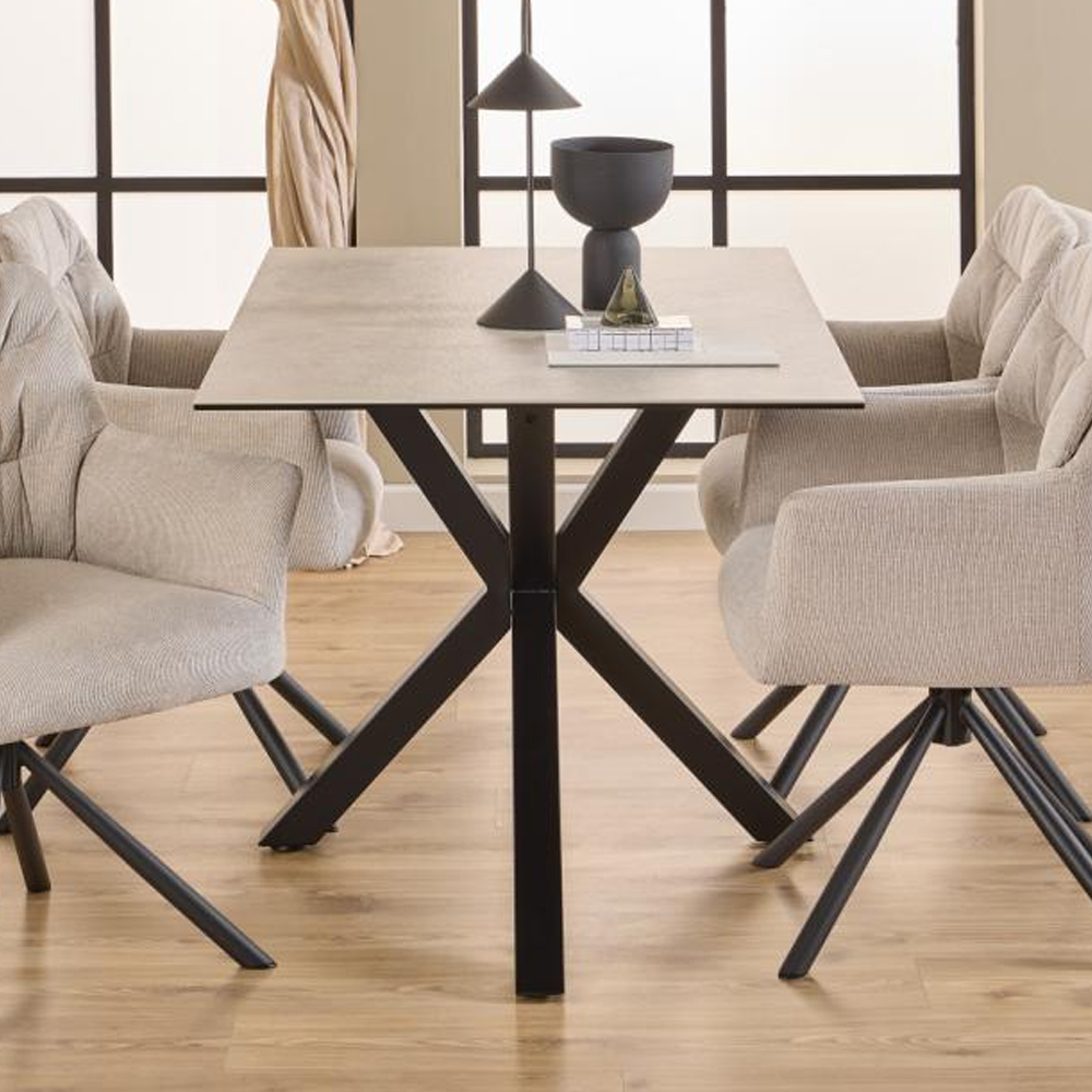 Hyeres Small Ceramic Dining Table In Grey Anista